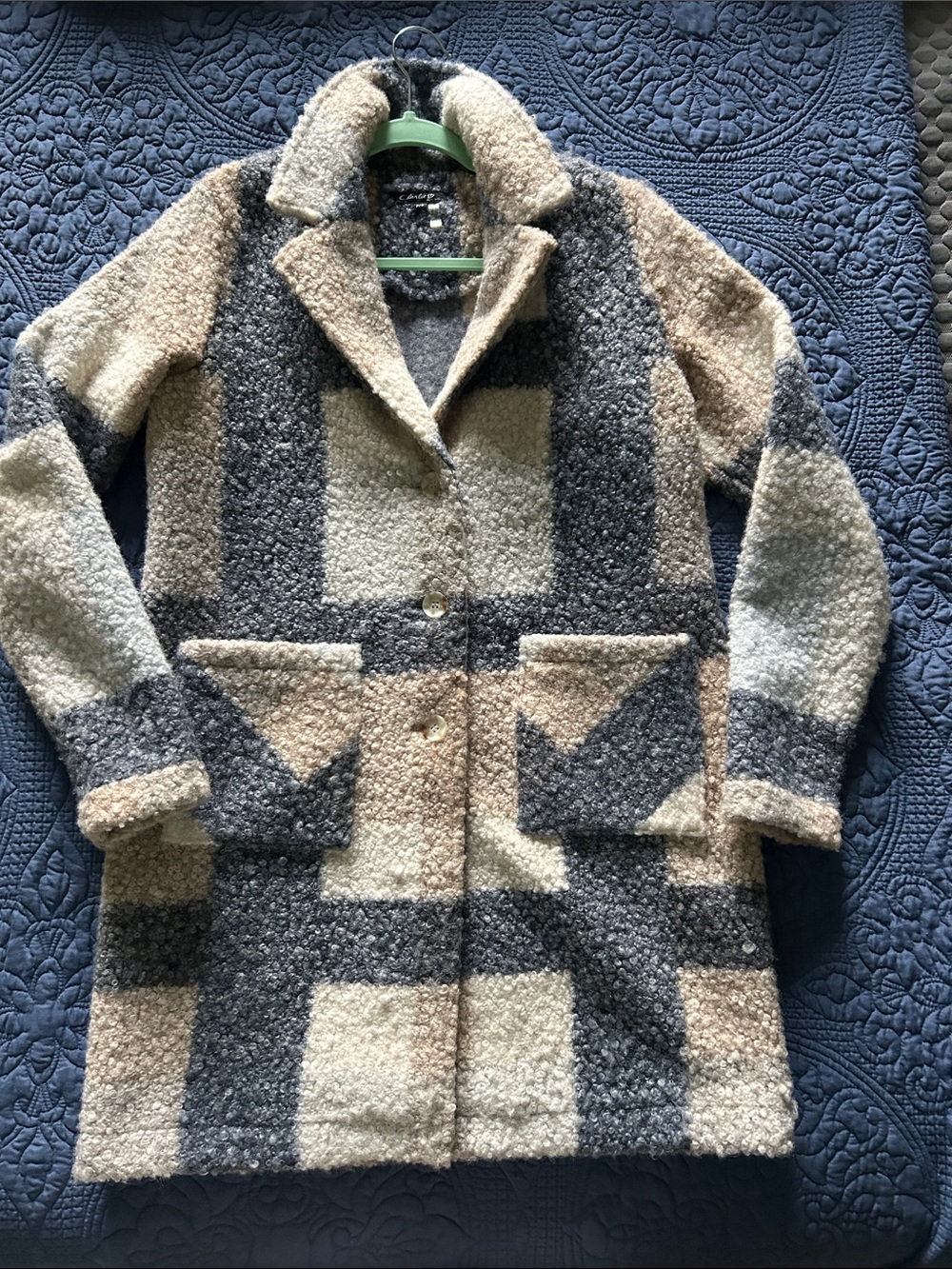 Charlie's Blue and Grey Teddy Bouclé Coat worn once